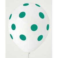 White - Mint Green Polkadots Printed Balloons